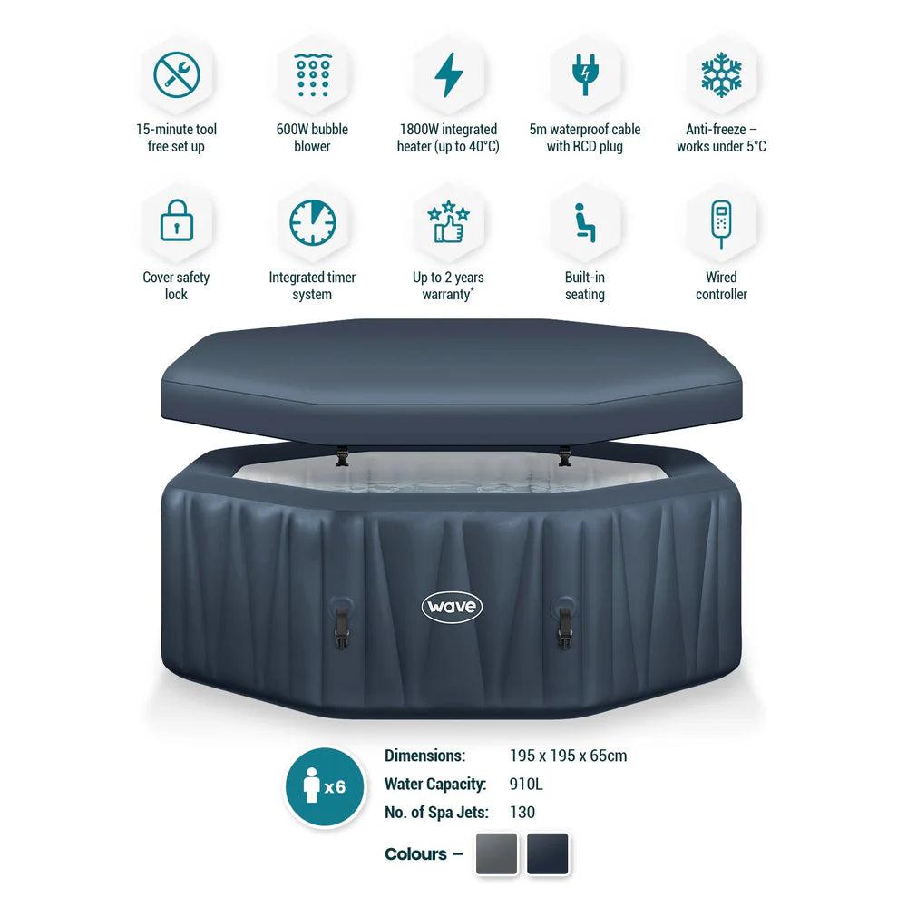 Aegean 6-Person Inflatable Hot Tub with Integrated Heater