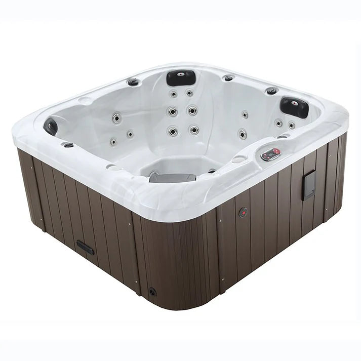 Empty Cambridge Jet Spa by Canadian Spa Company showing internal seating arrangement and jet positions.