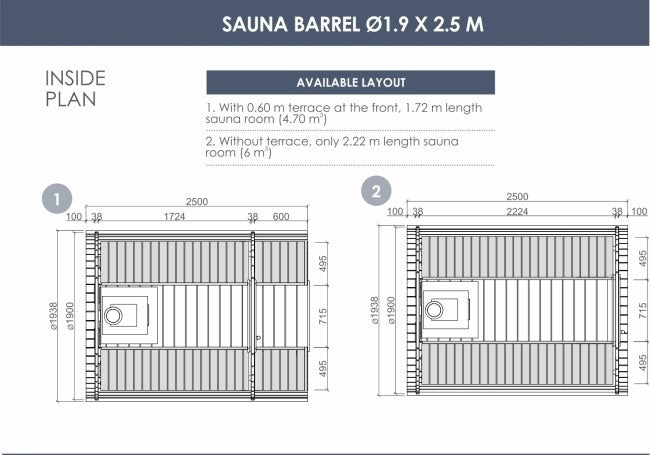 Viking Industrier 1.9 x 2.5 m Sauna Barrel (SS192501)