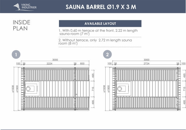 Viking Industrier 1.9m x 3m Sauna Barrel (SS193001)